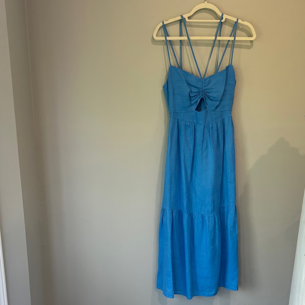 Mango Blue Strappy Midi Dress